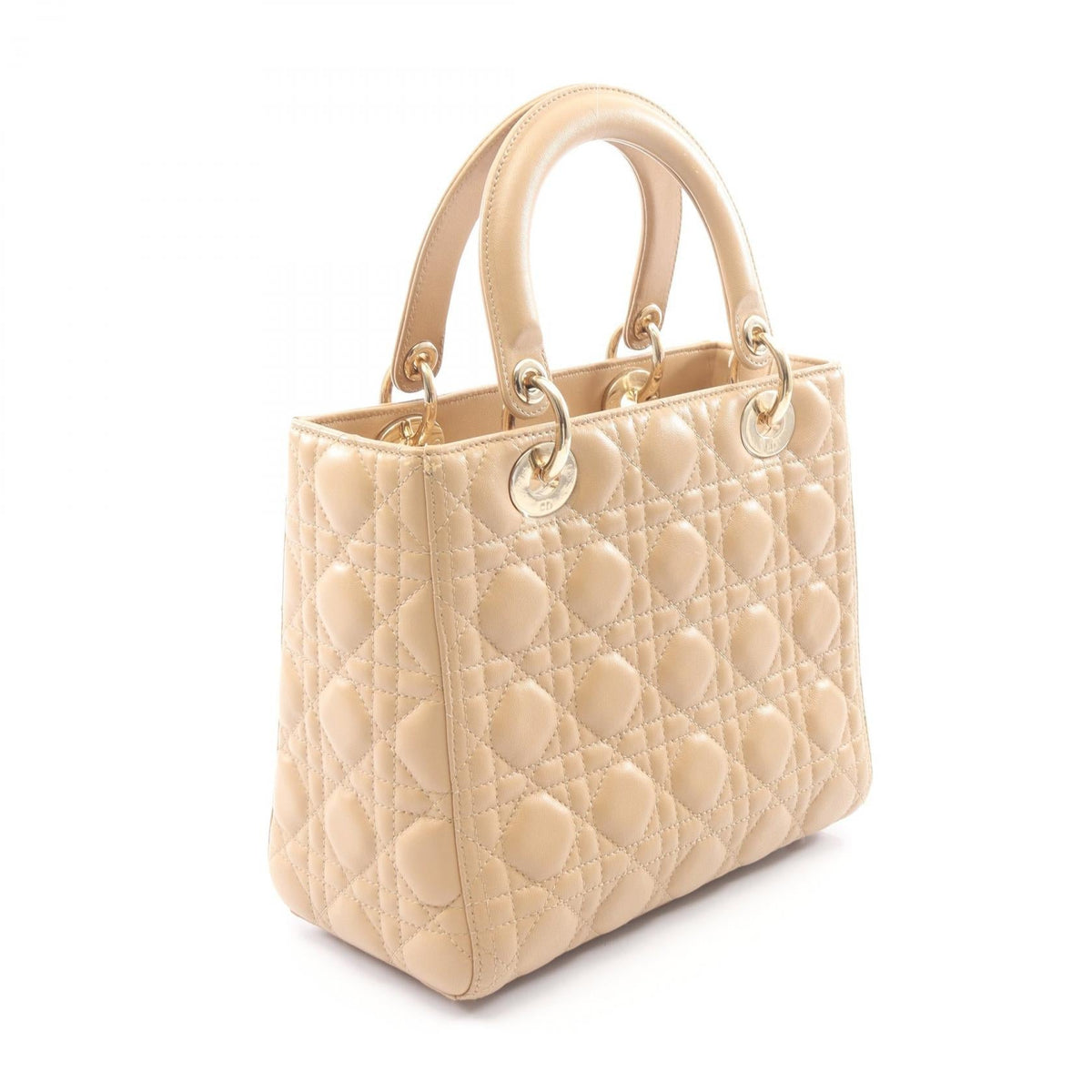 Christian Dior LADY DIOR Christian Dior Cannage 2WAY Handbag Beige leather CAL44550 2101220052492