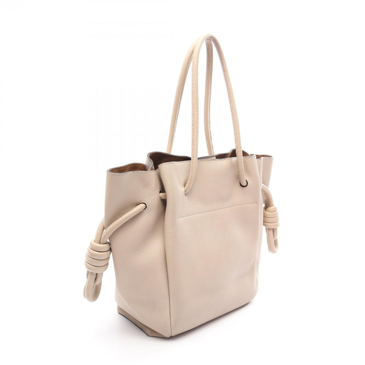 LOEWE Flamenco knot small Shoulder Bag Beige leather 2101220043230