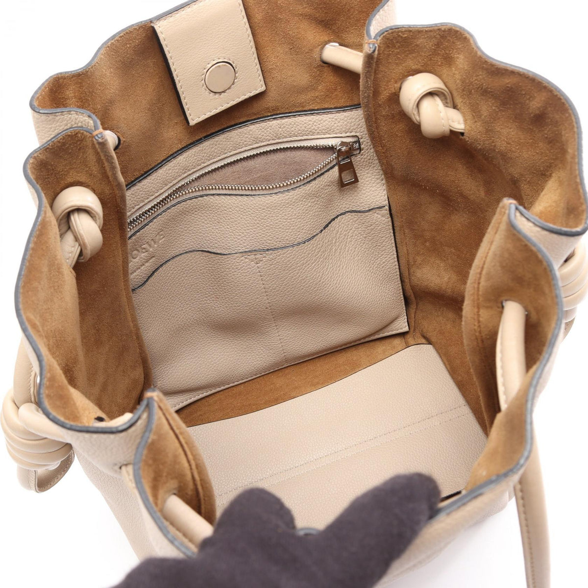 LOEWE Flamenco knot small Shoulder Bag Beige leather 2101220043230