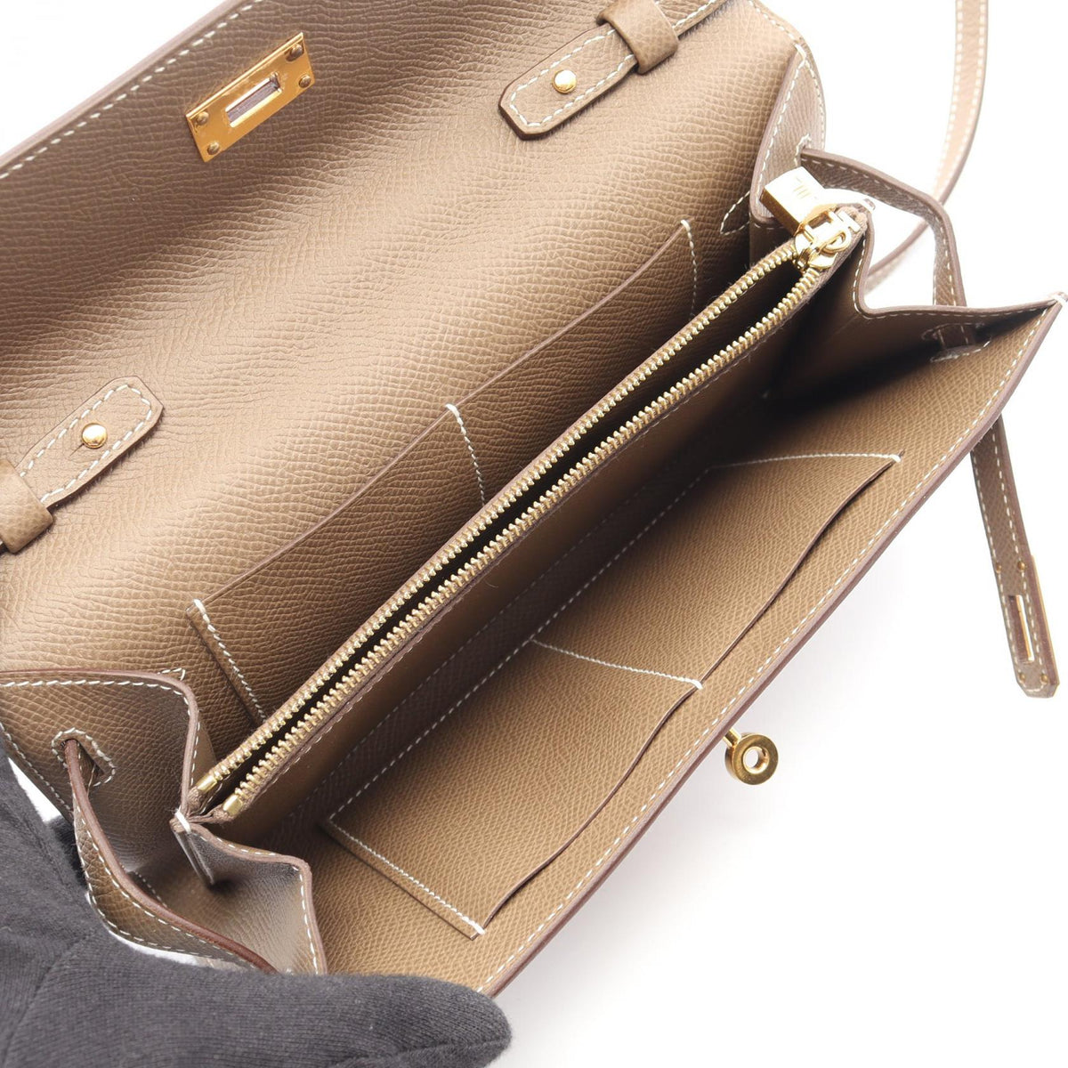 HERMES Kelly to go Shoulder BagEtoupe Grey Etoupe Grey Beige Epsom leather Calfskin (cowhide) Epsom 2106800626438