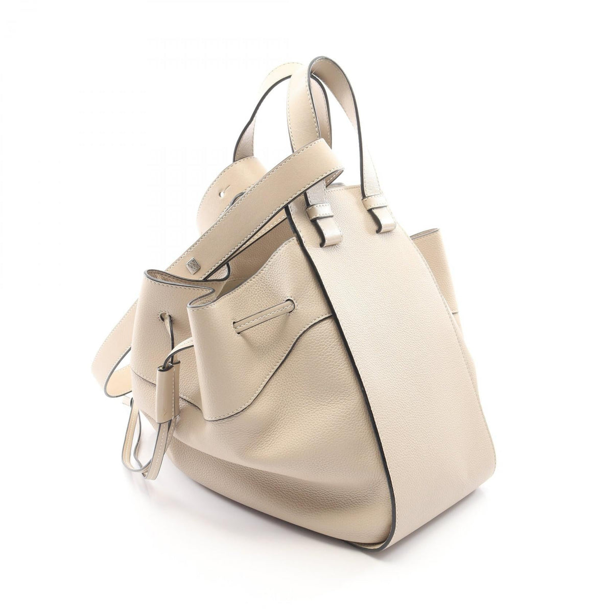 LOEWE Hammock with drawstring, medium, 2-way Shoulder Bag Beige leather 2120800032532