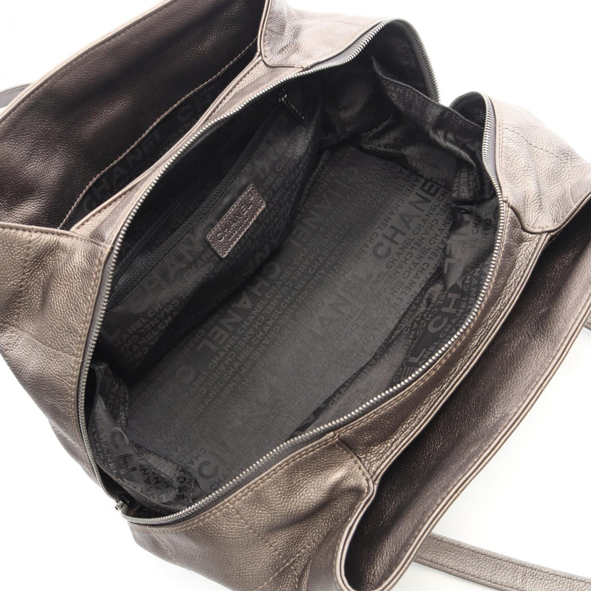 CHANEL Gray Chocolate bar metallic Grained Calfskin leather 2101220057404