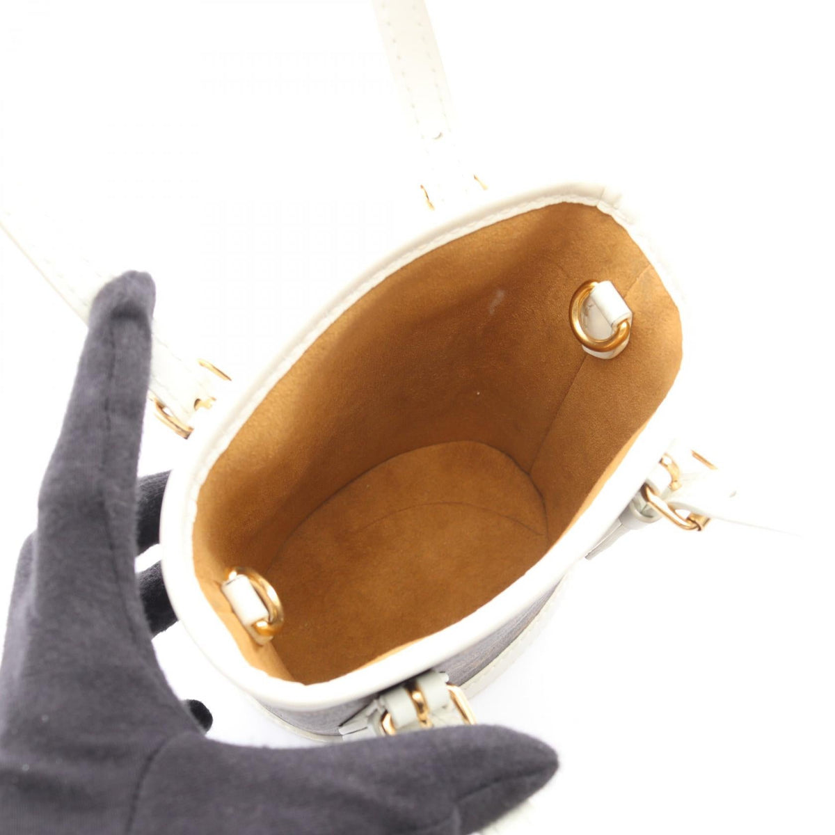 LOUIS VUITTON Nano Bucket 2WAY Brown/White Handbag M81489 2101219926780