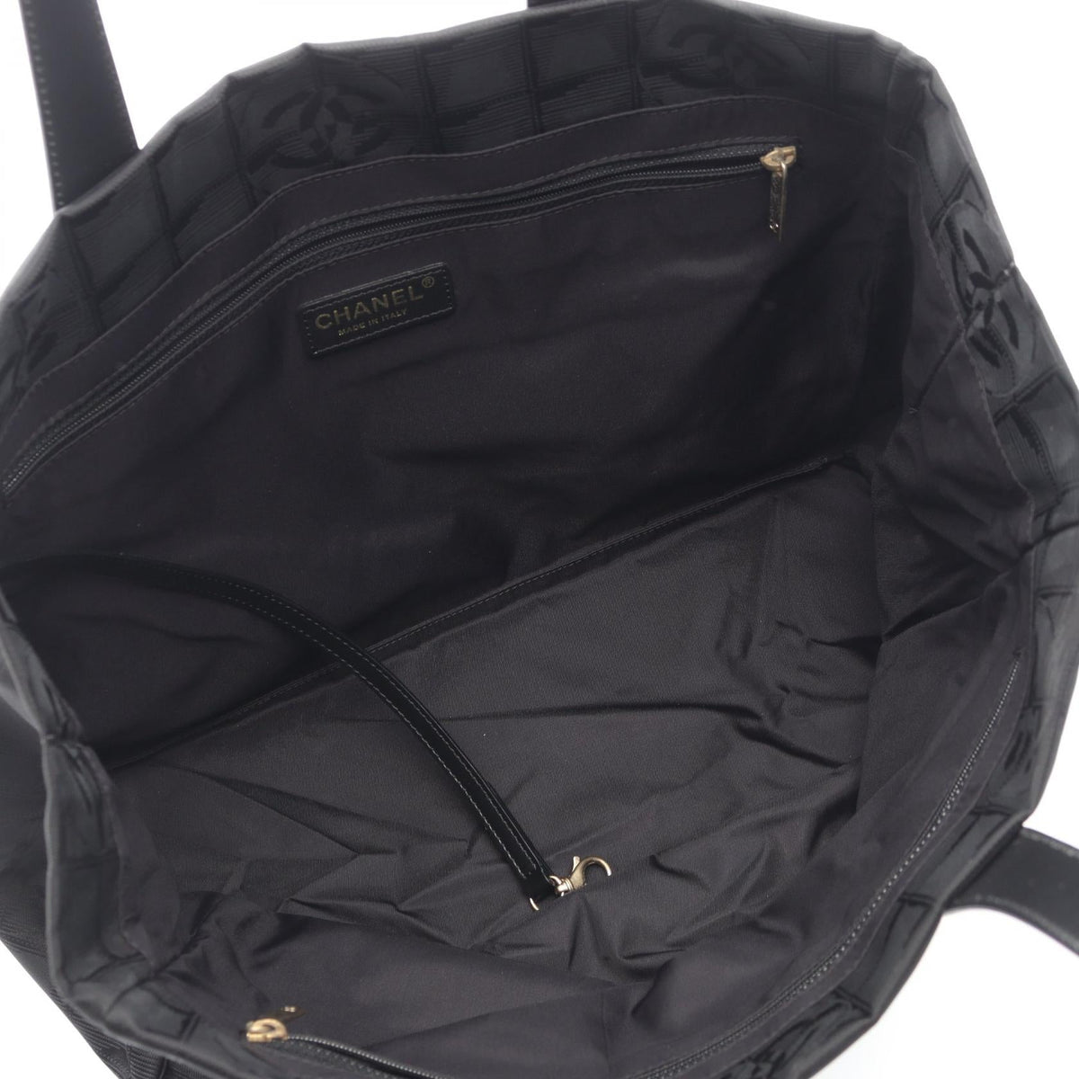 CHANEL Black New Travel Line MM leather Nylon canvas 2101220137229