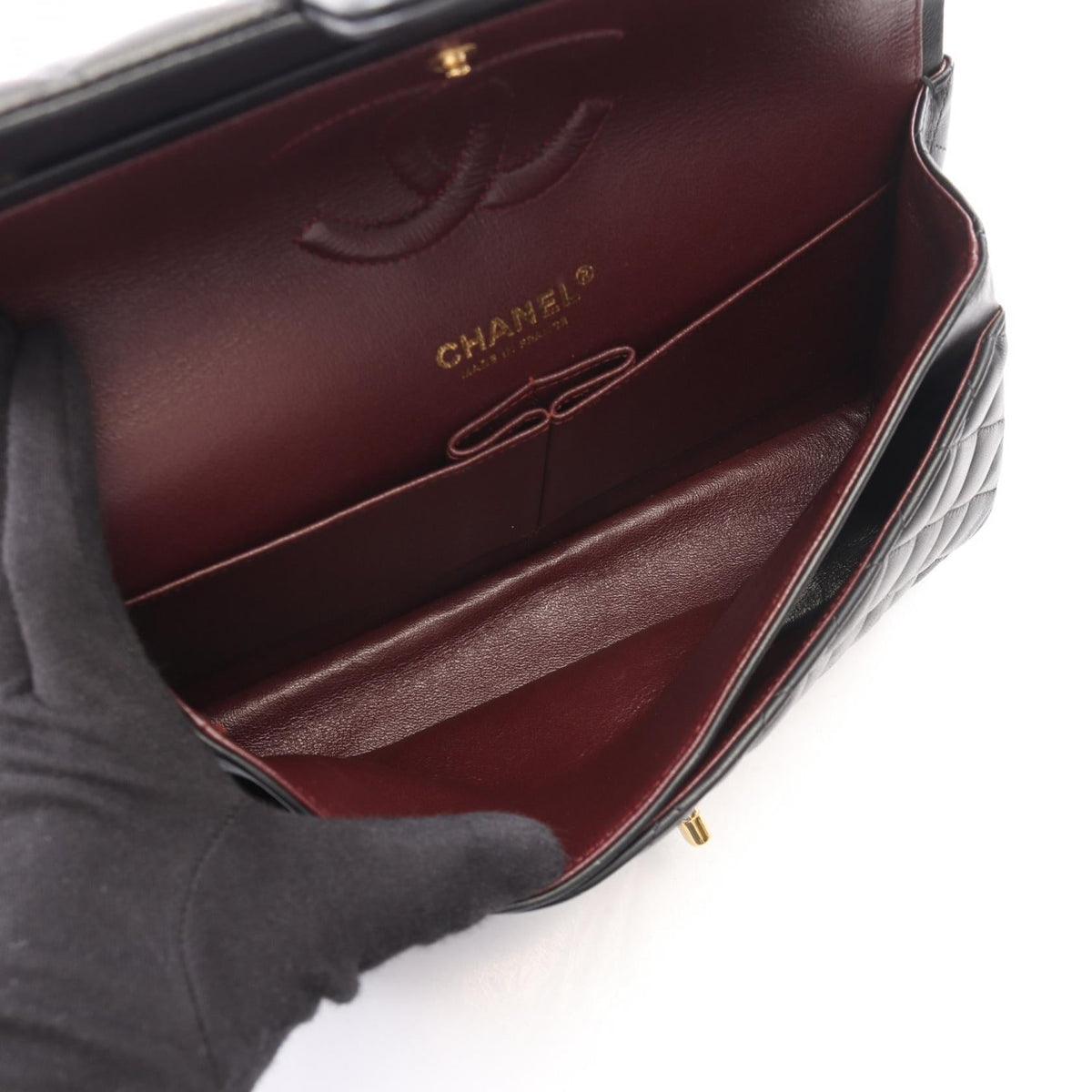CHANEL Black Matelasse W flap Lambskin (sheep leather) 2101220138035