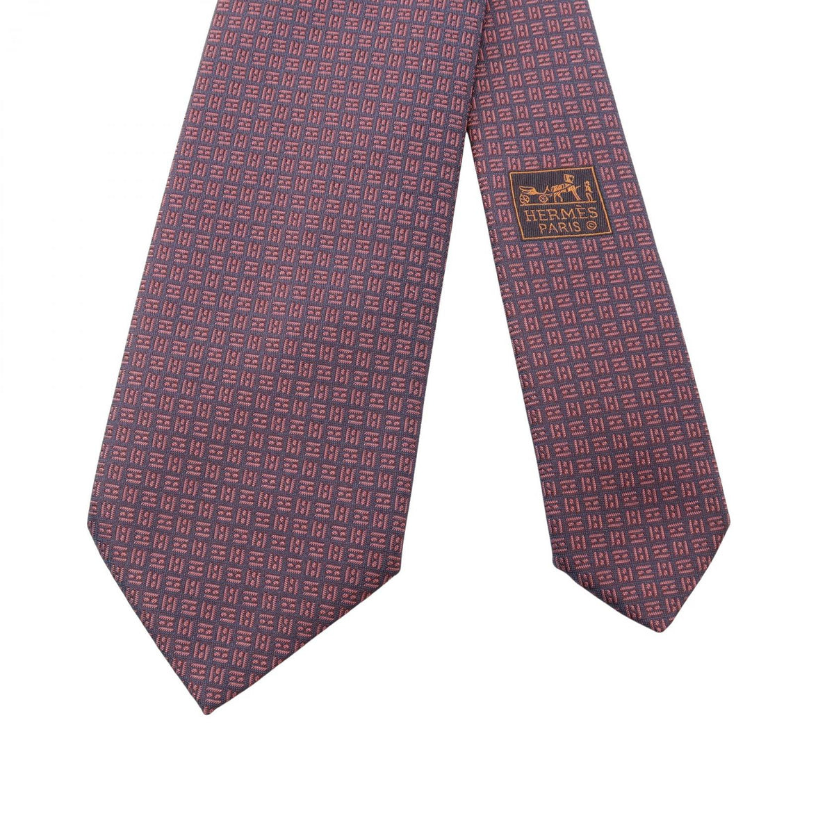 HERMES H logo total pattern tiePink Pink Navy/Pink silk silk 2118700091254