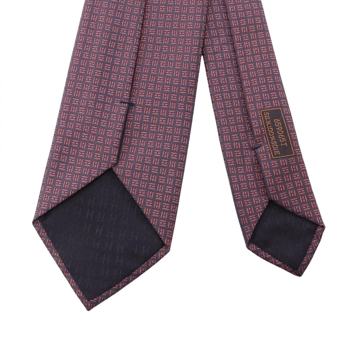 HERMES H logo total pattern tiePink Pink Navy/Pink silk silk 2118700091254
