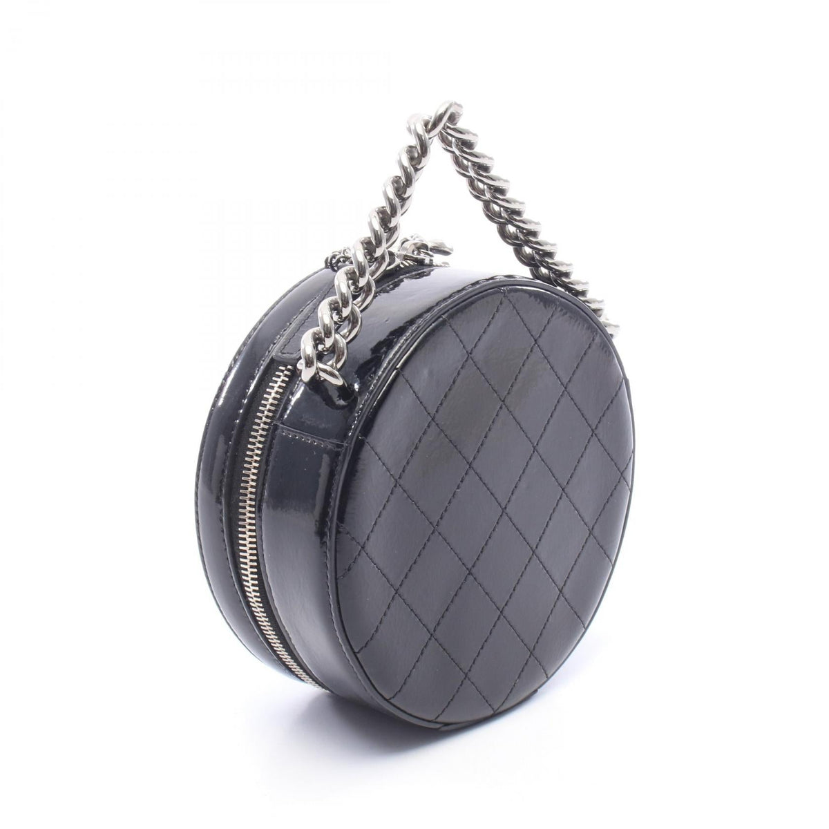 CHANEL Black COCO Mark Round 2WAY Patent leather 2101220139469