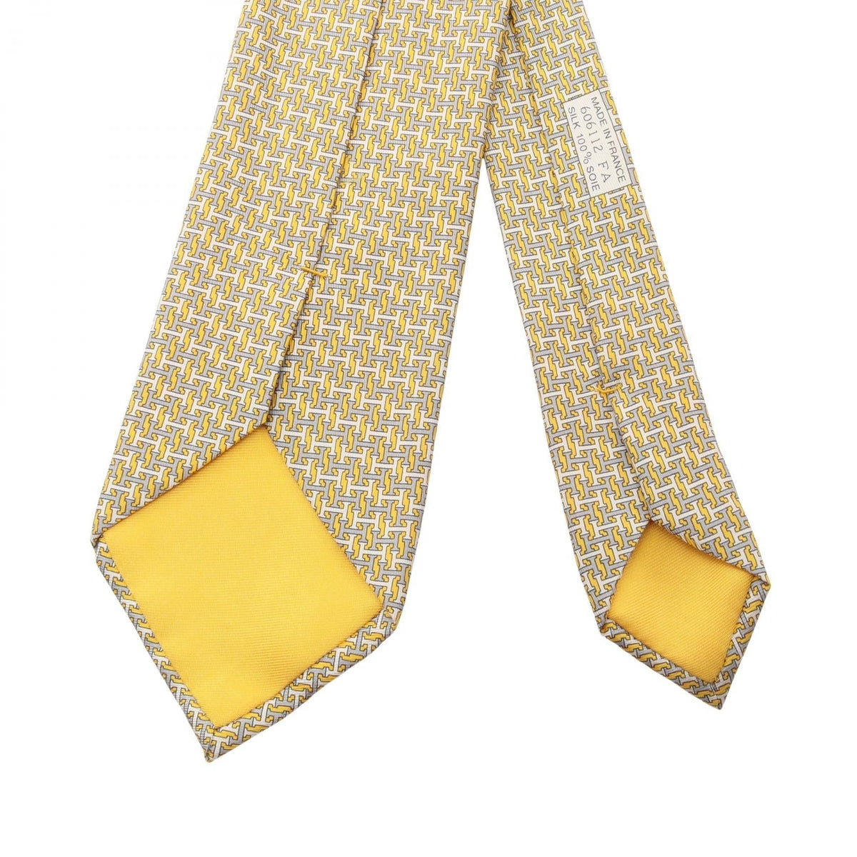 HERMES H logo total pattern tieWhite White Yellow/Gray/White silk silk 2118700091261