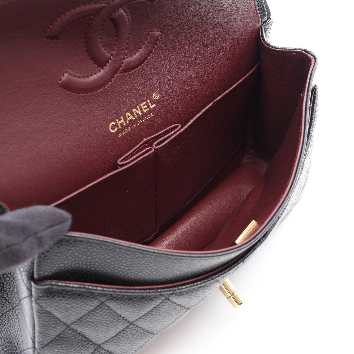 CHANEL Black Matelasse W flap Grained Calfskin leather 2104102536240