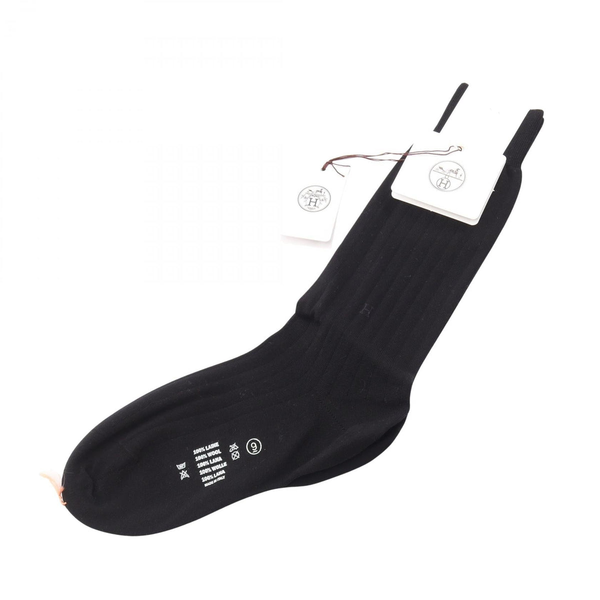 HERMES MI-BAS BRODE H TIGE BASSE socks Other accessories Black wool 2121500001163