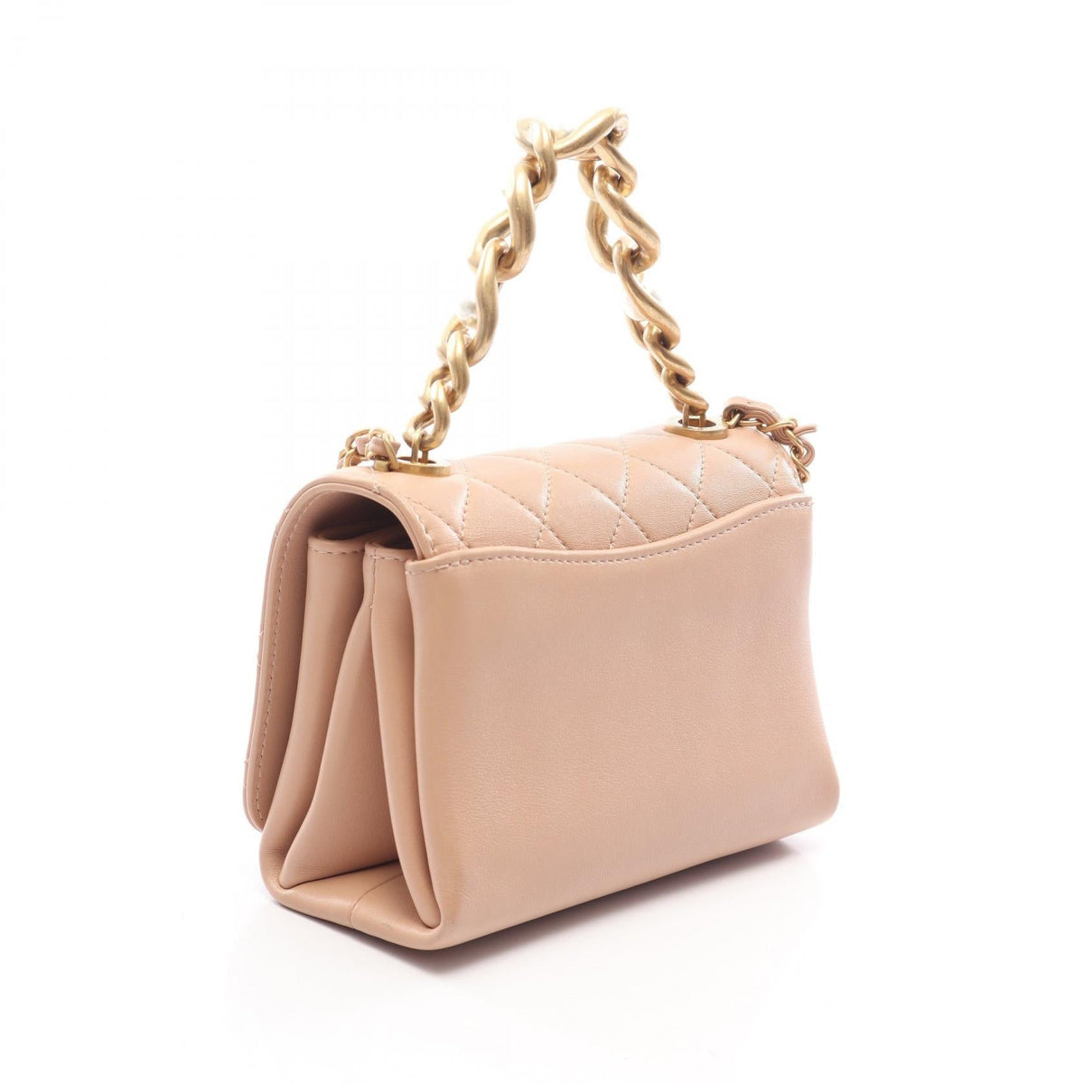 CHANEL Beige Mini Matelasse Antique Gold Hardware 2-Way Lambskin (sheep leather) AS2638 2106800643022