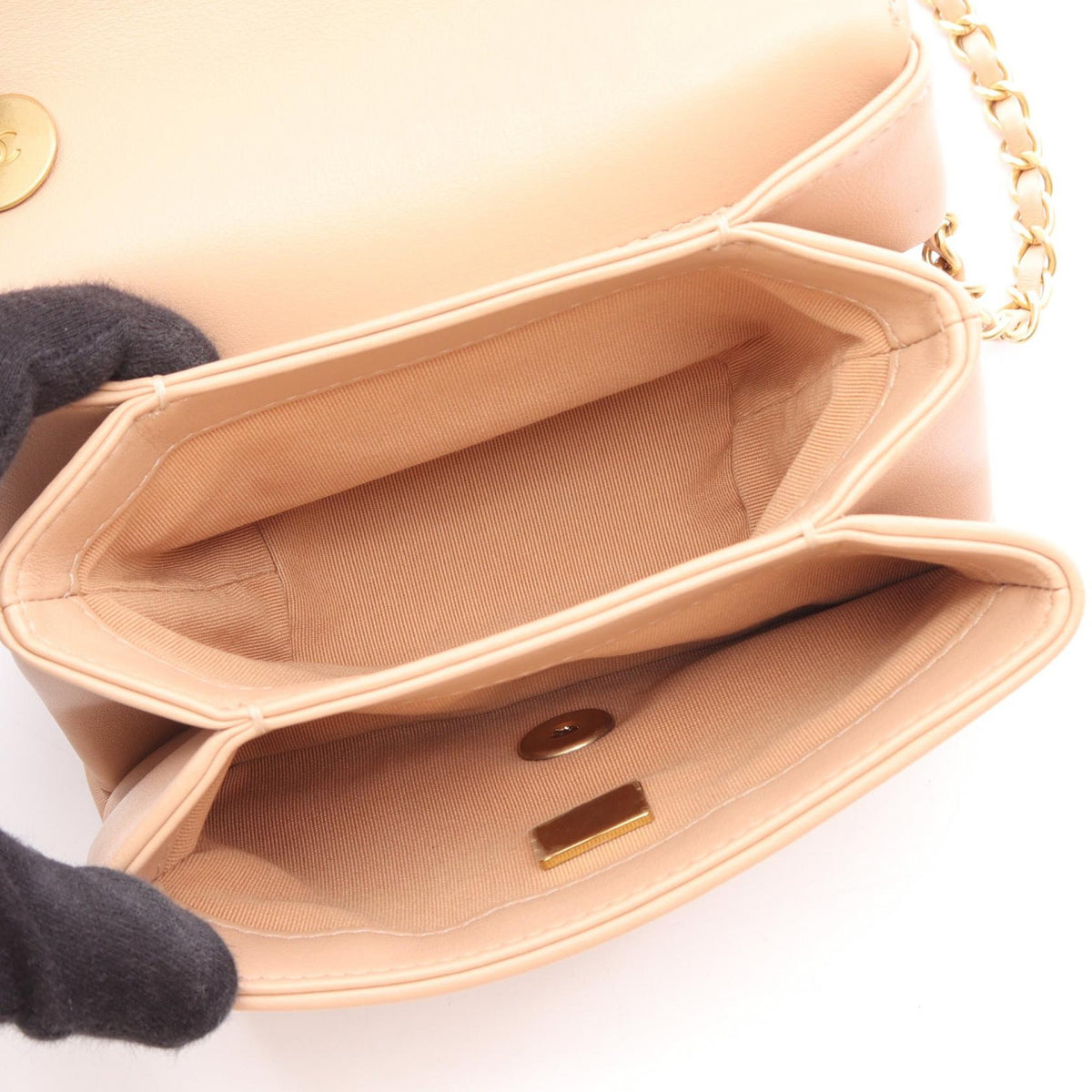 CHANEL Beige Mini Matelasse Antique Gold Hardware 2-Way Lambskin (sheep leather) AS2638 2106800643022