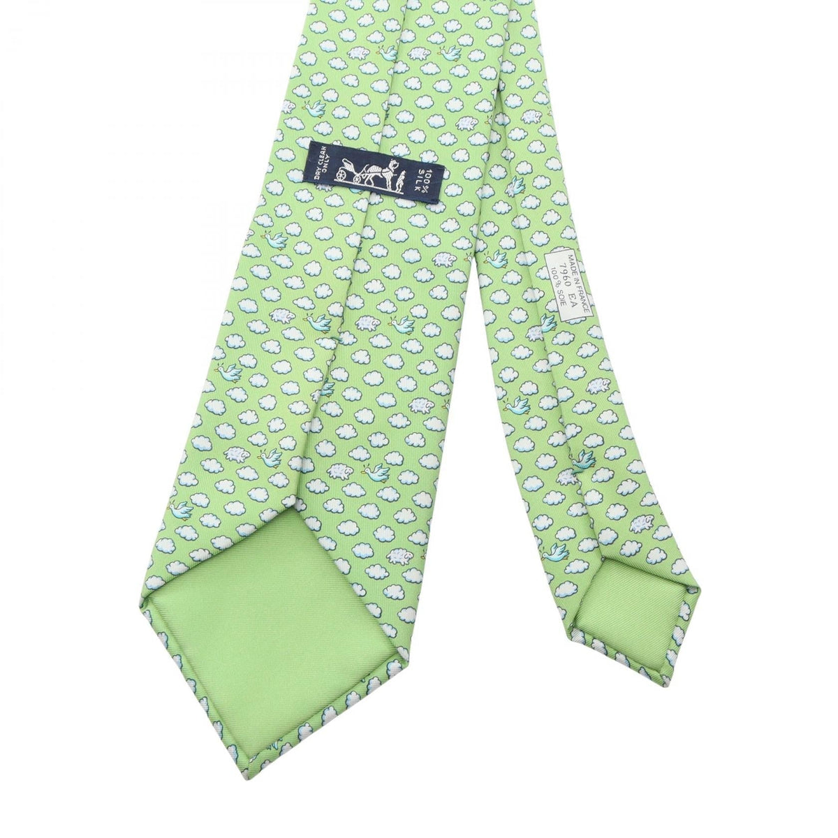 HERMES cloud sheep bird tieWhite White Green/White/Multicolor silk silk 2104102536462