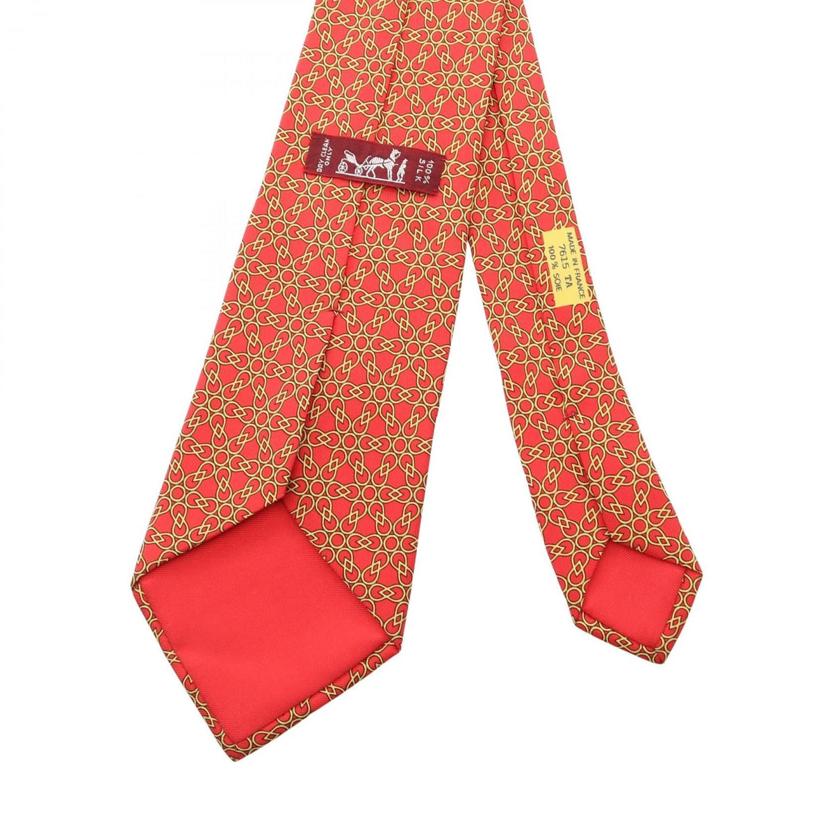 HERMES Overall handle tie Red/Yellow silk silk 2104102536486