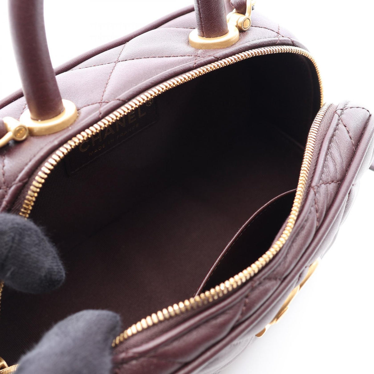 CHANEL Brown Matelasse Mini Bowling 2-Way Lambskin (sheep leather) AS5572 2106800642834