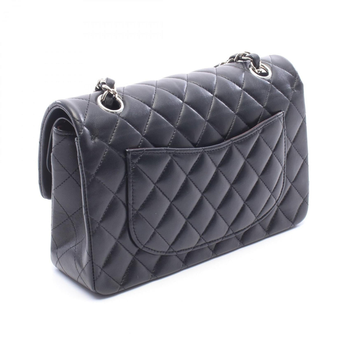 CHANEL Black Matelasse W flap Lambskin (sheep leather) A01113 2106800642865