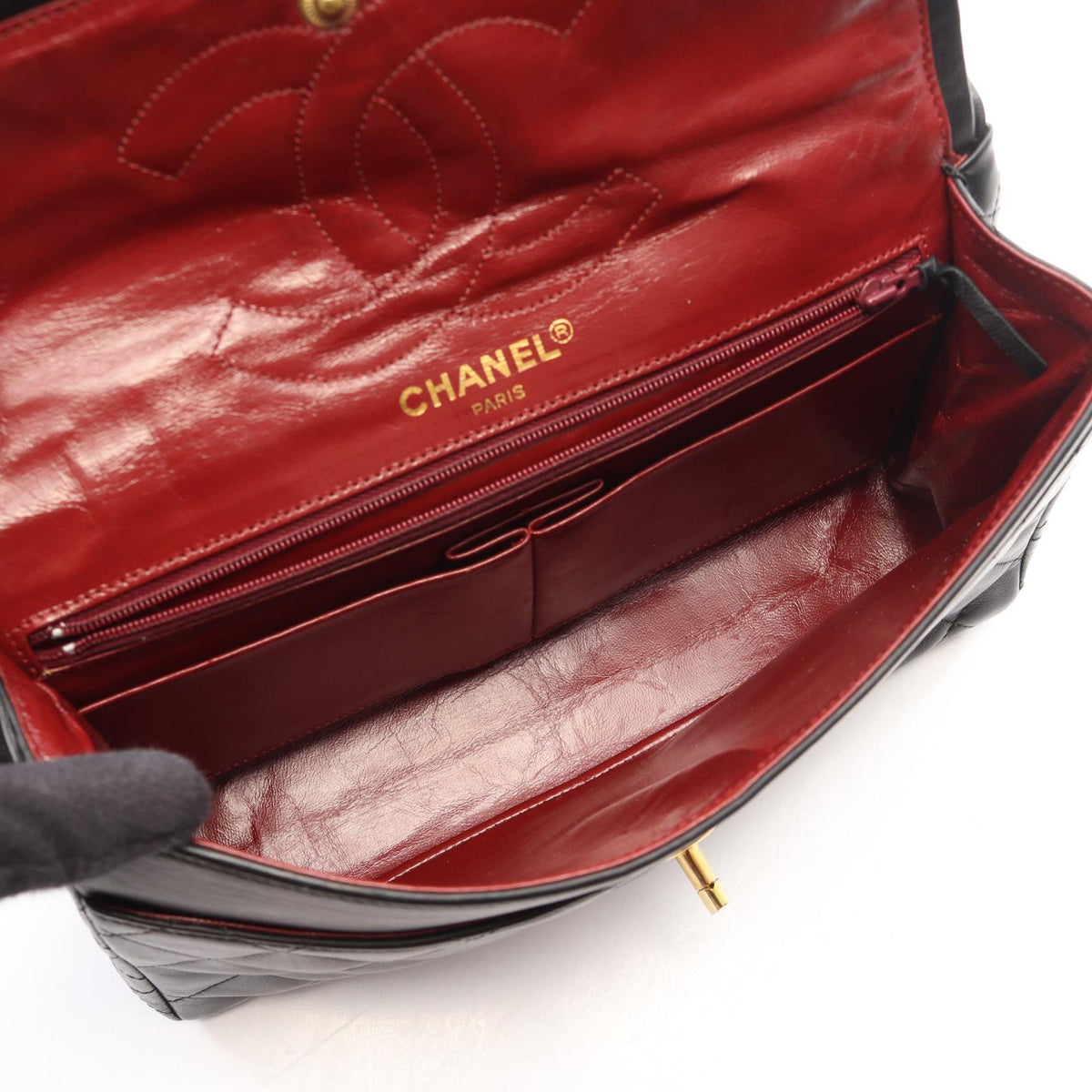 CHANEL Black Matelasse Paris limited W flap Lambskin (sheep leather) 2101220136963