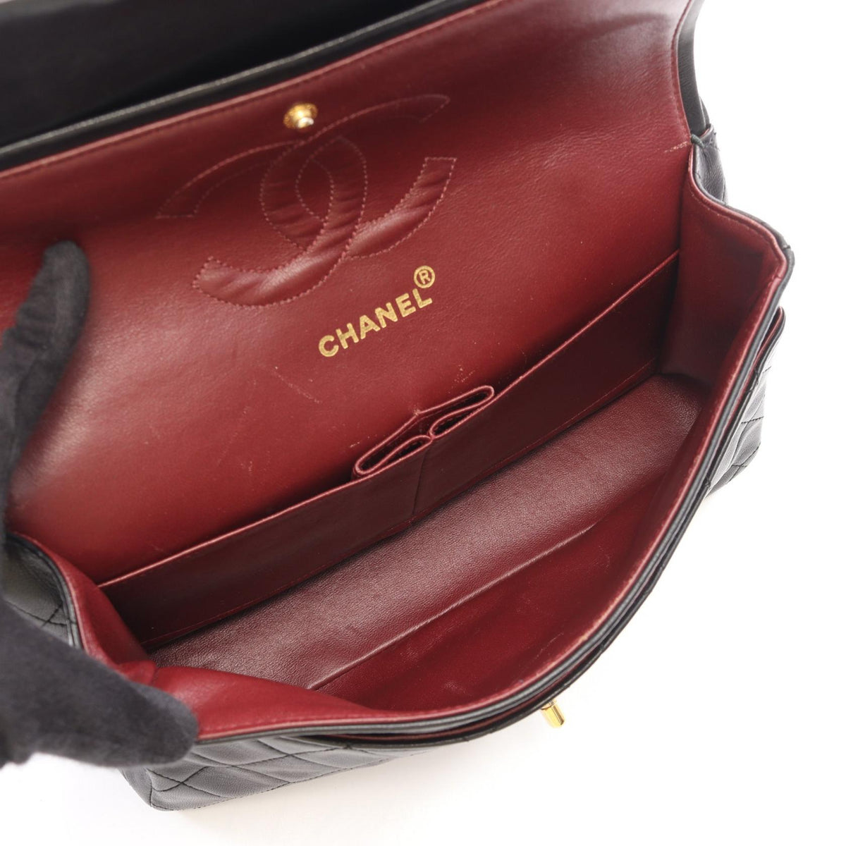 CHANEL Black Matelasse W flap Lambskin (sheep leather) 2101220137120