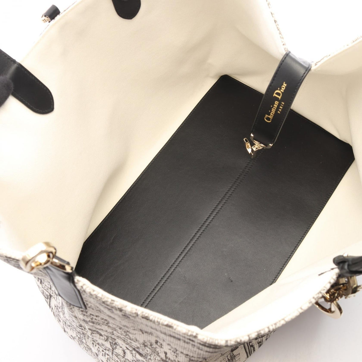 Dior Toujours Large Tote Bag White/Black canvas�leather M2820OZBT 2101220142773