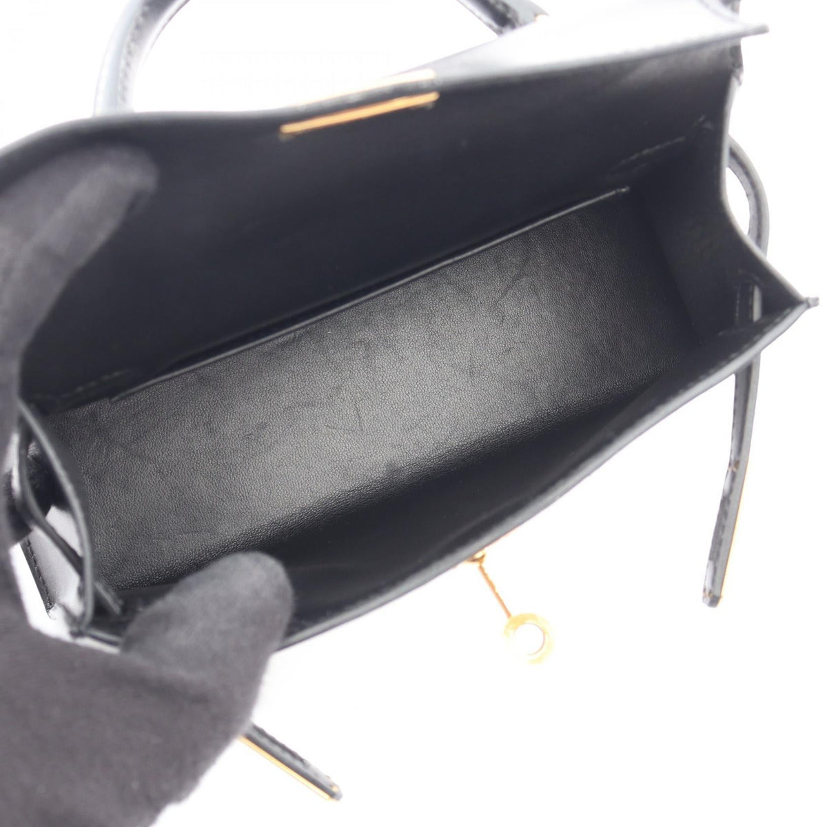HERMES Mini Kelly 2 2WAY Handbag Black Box calf leather Calfskin (cowhide) 2106800643244