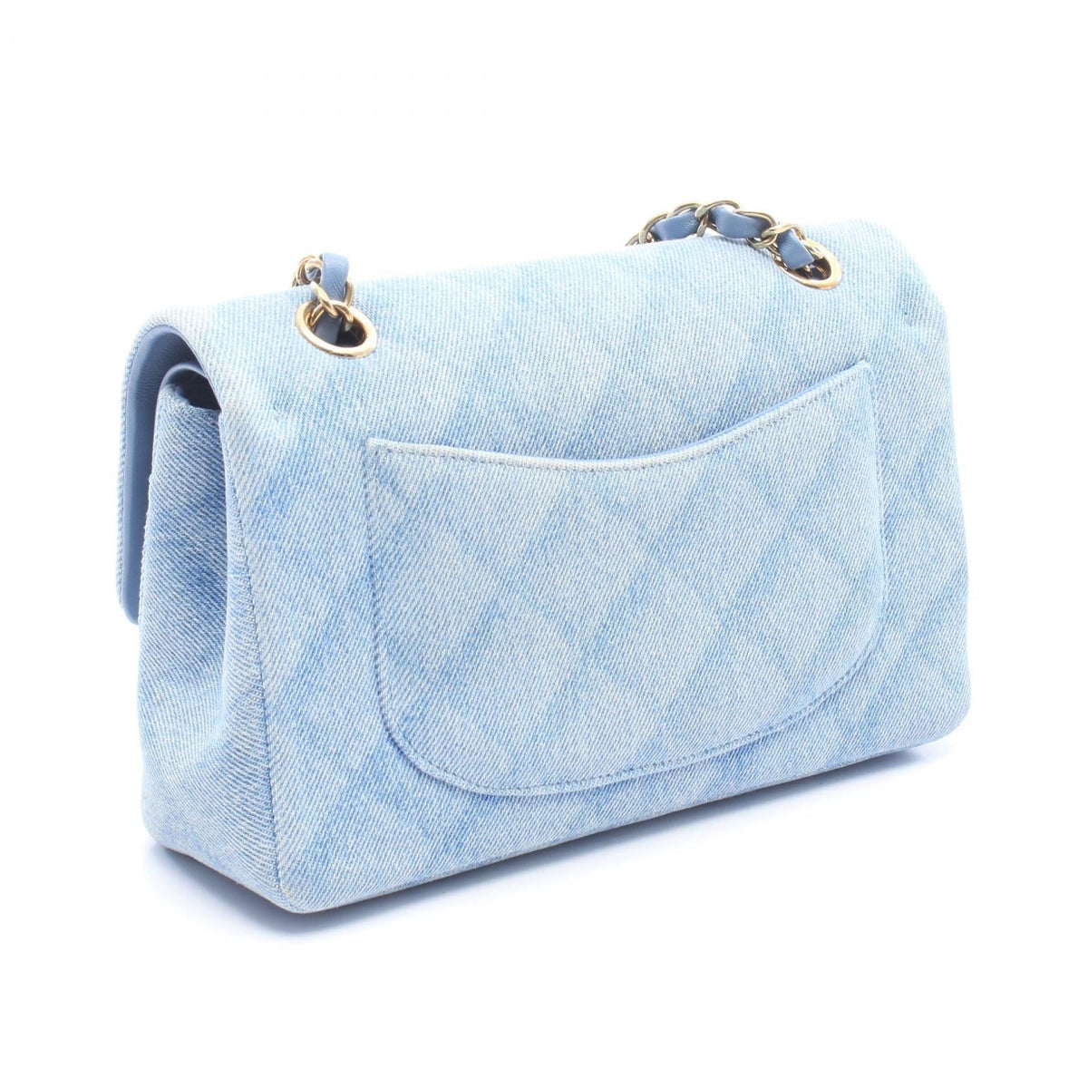 CHANEL Blue Matelasse W flap denim leather A01113 2104102539661