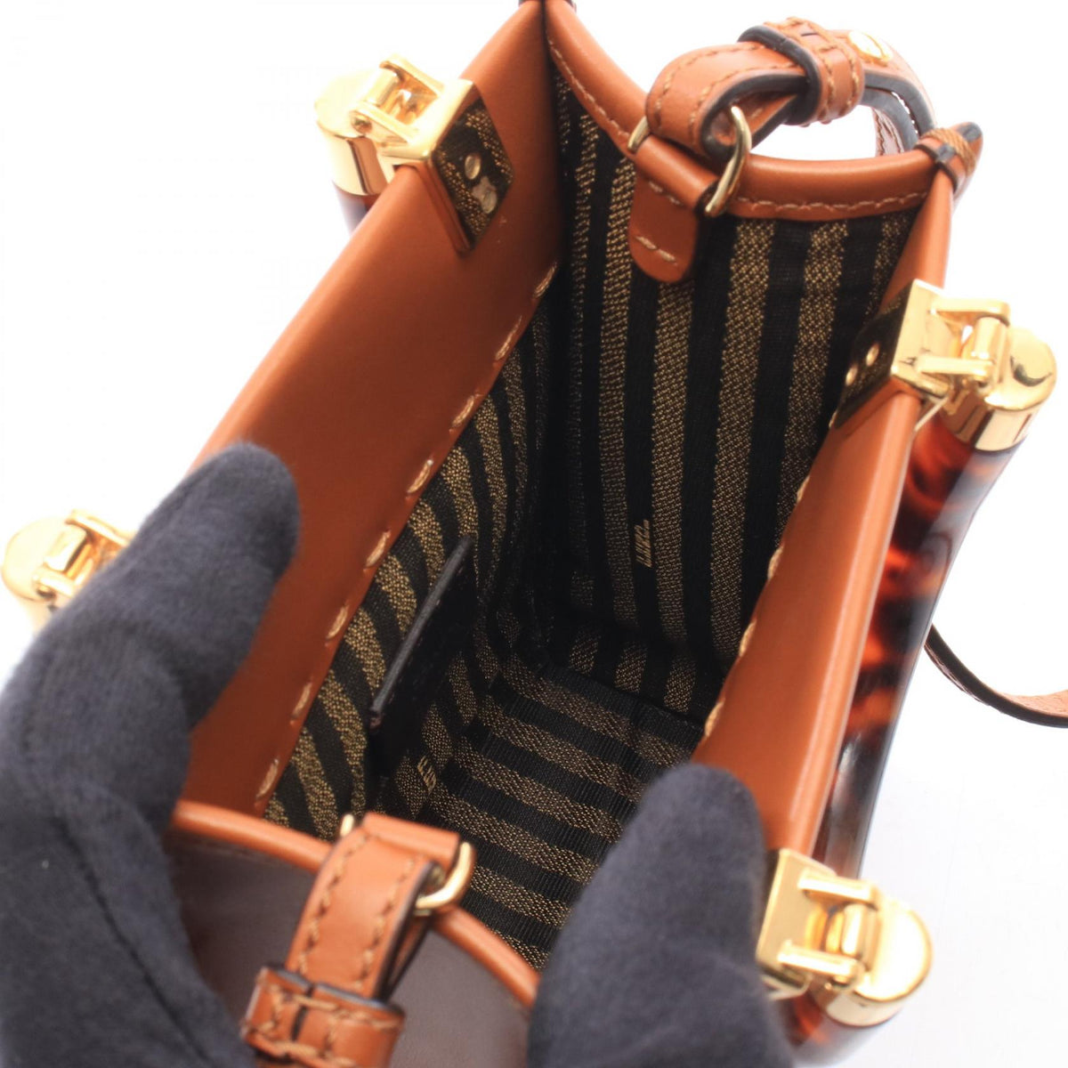 FENDI Sunshine Shopper Mini 2WAY Handbag Brown leather 8BS051 2104102539708