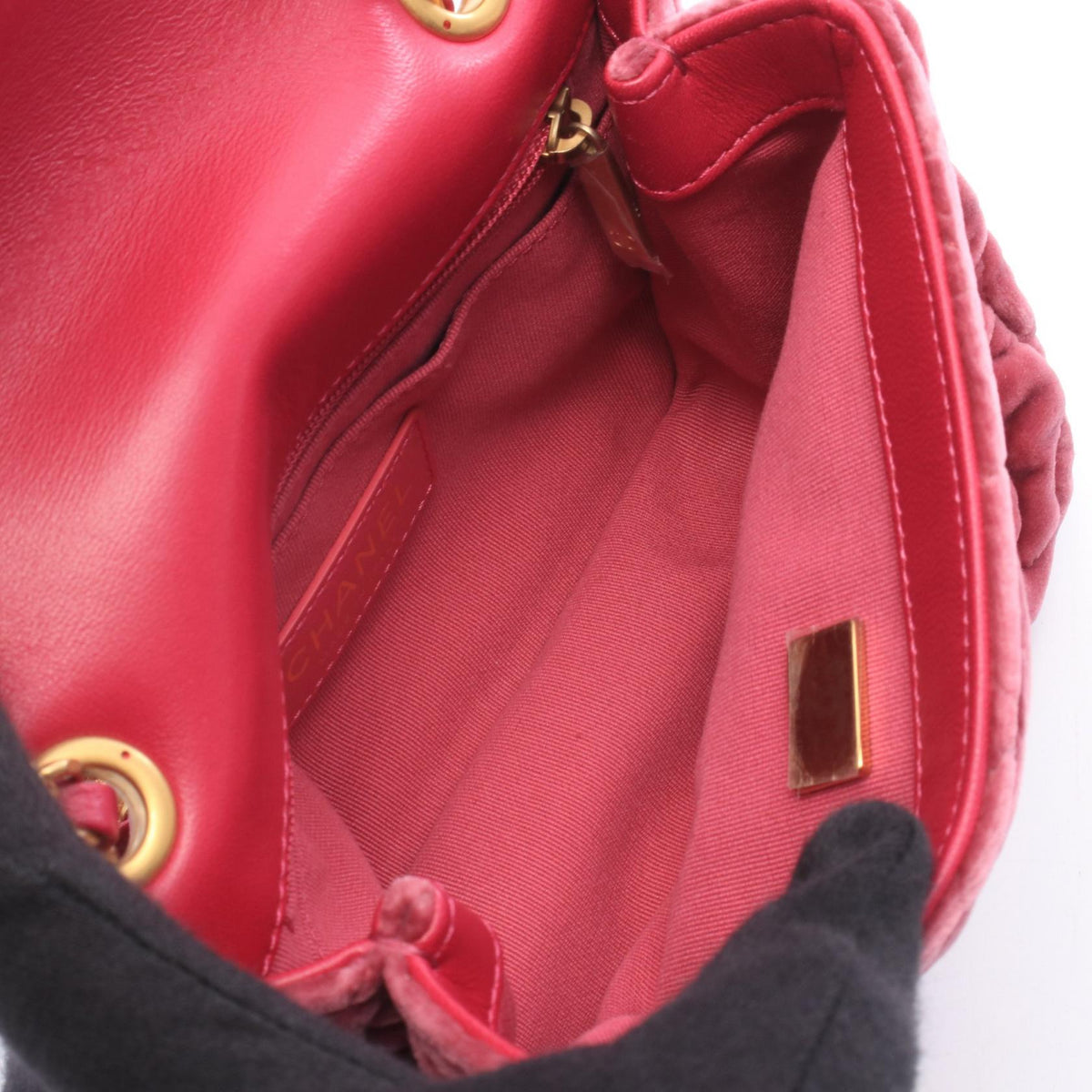 CHANEL Pink Camellia Mini Fabric leather AS2619 2106800644180