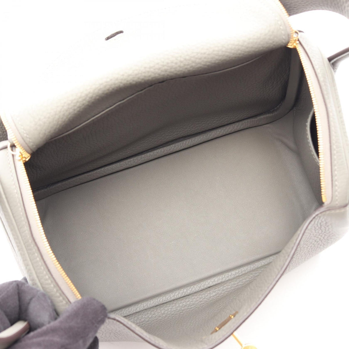 HERMES Lindy 26 Grimayer Shoulder Bag Gray Taurillon Clemence Other Taurillon Clemence 2101220156169