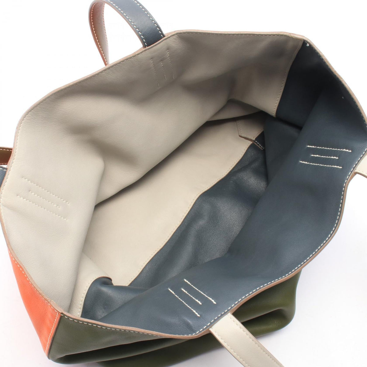 HERMES Double Sense 45 Reversible Tote BagOrange Orange Khaki/Orange/Multicolor Other Vaux Sikkim leather 2101220156244