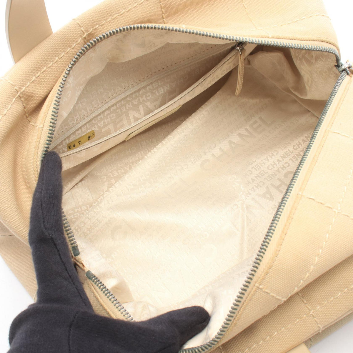 CHANEL Beige Chocolate bar canvas leather 2101220156305