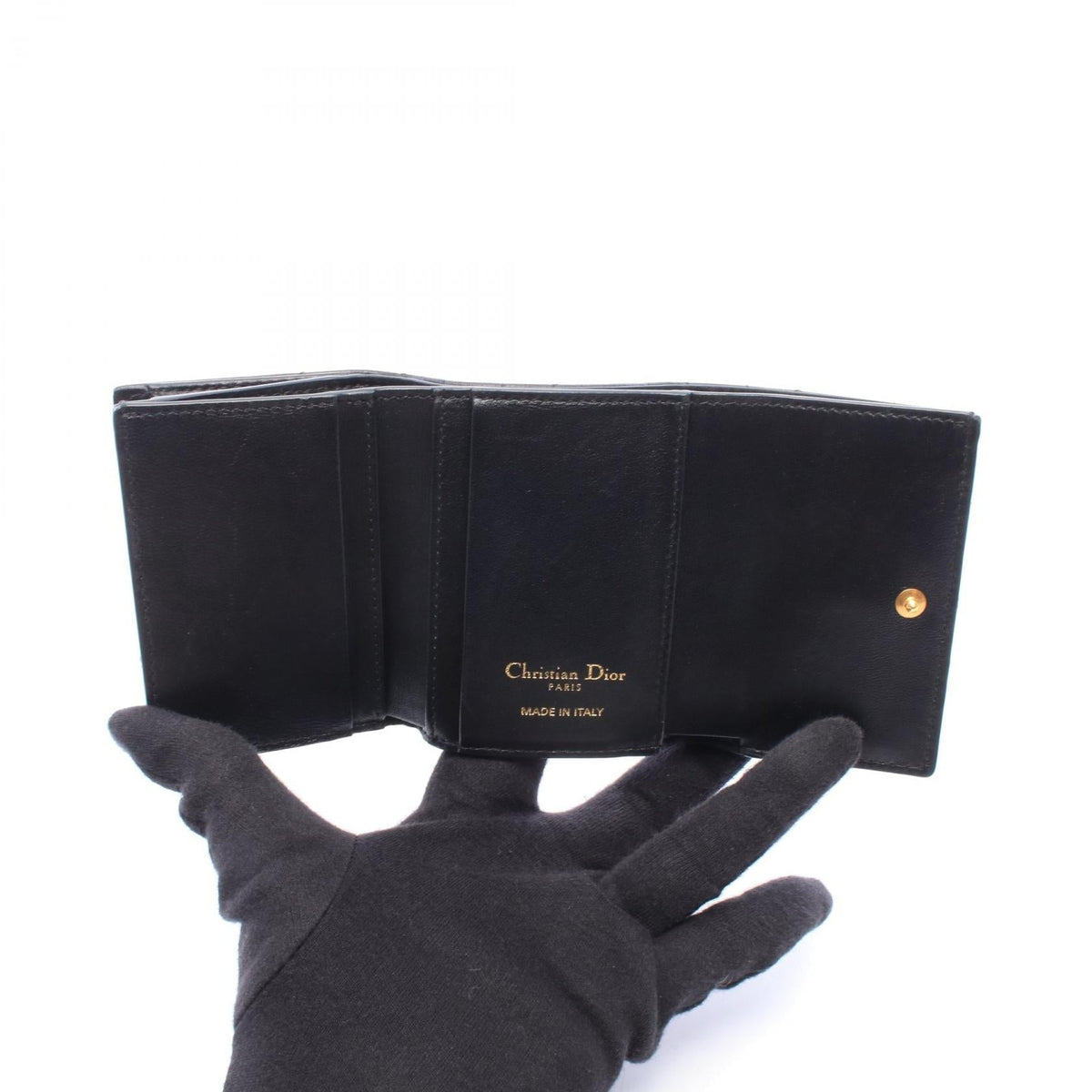 Christian Dior Dior Caro Hibiscus Crystal Wallet Bi-fold wallet Black Lambskin (sheep leather) S4207UHNN_M900 2104102539401