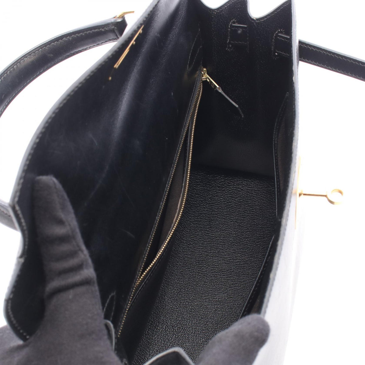 HERMES Kelly 32 outer stitch 2WAY HandbagNoir Black Noir Black Black Box calf leather Calfskin (cowhide) 2101219862675