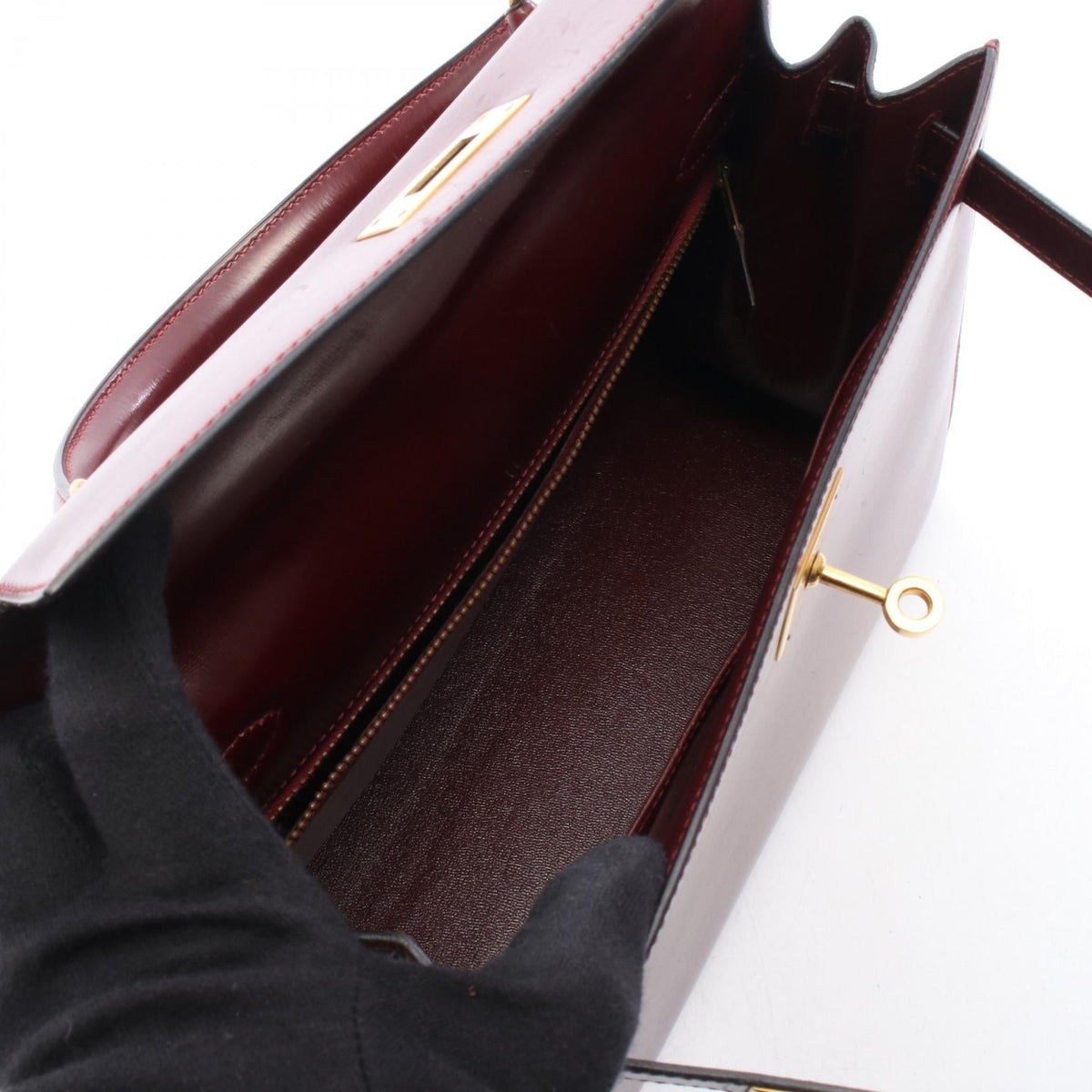HERMES Kelly 28 Rouge H HandbagBordeaux Bordeaux Bordeaux Box calf leather Calfskin (cowhide) 2101220043919