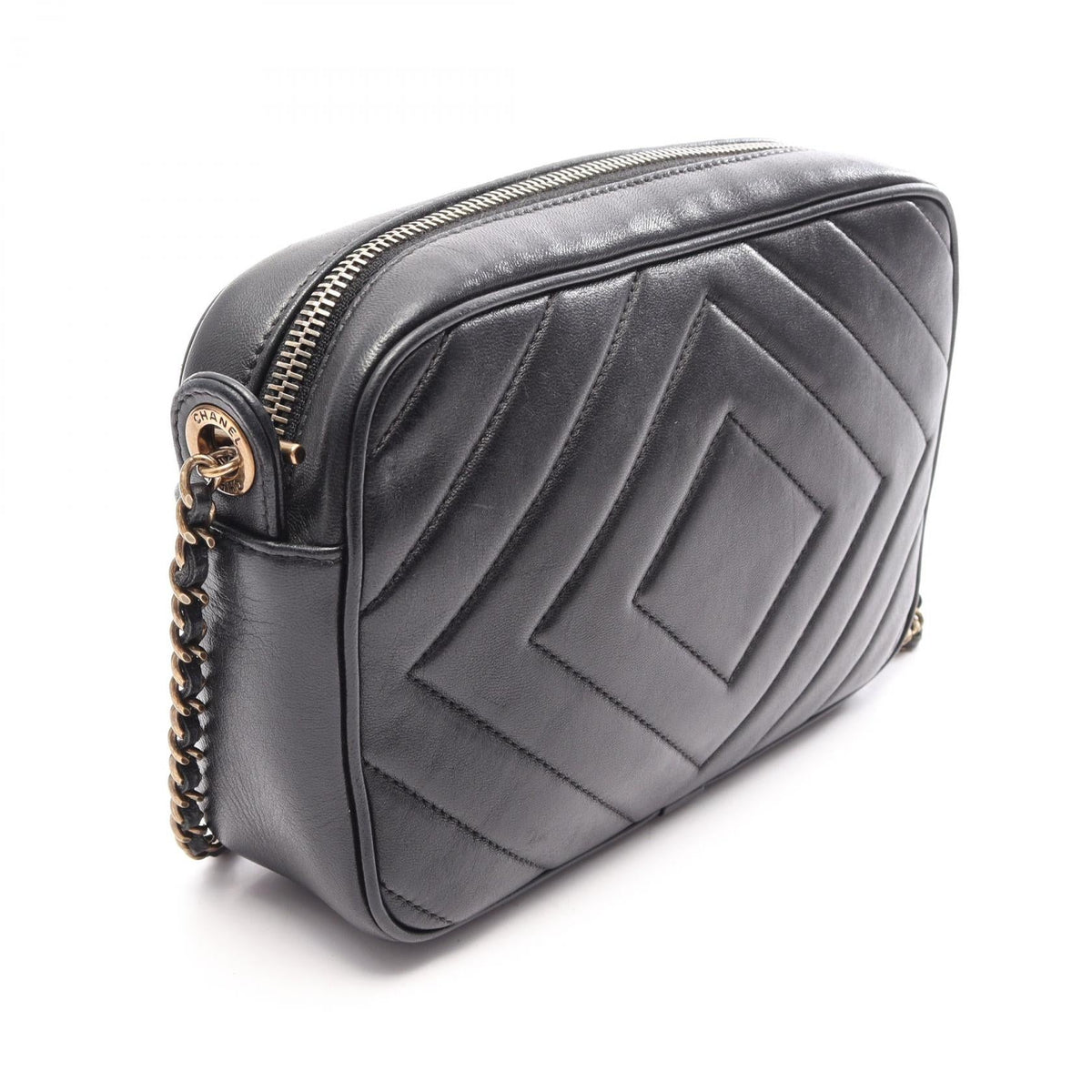 CHANEL Black COCO Mark Diamond stitch leather 2101220055226