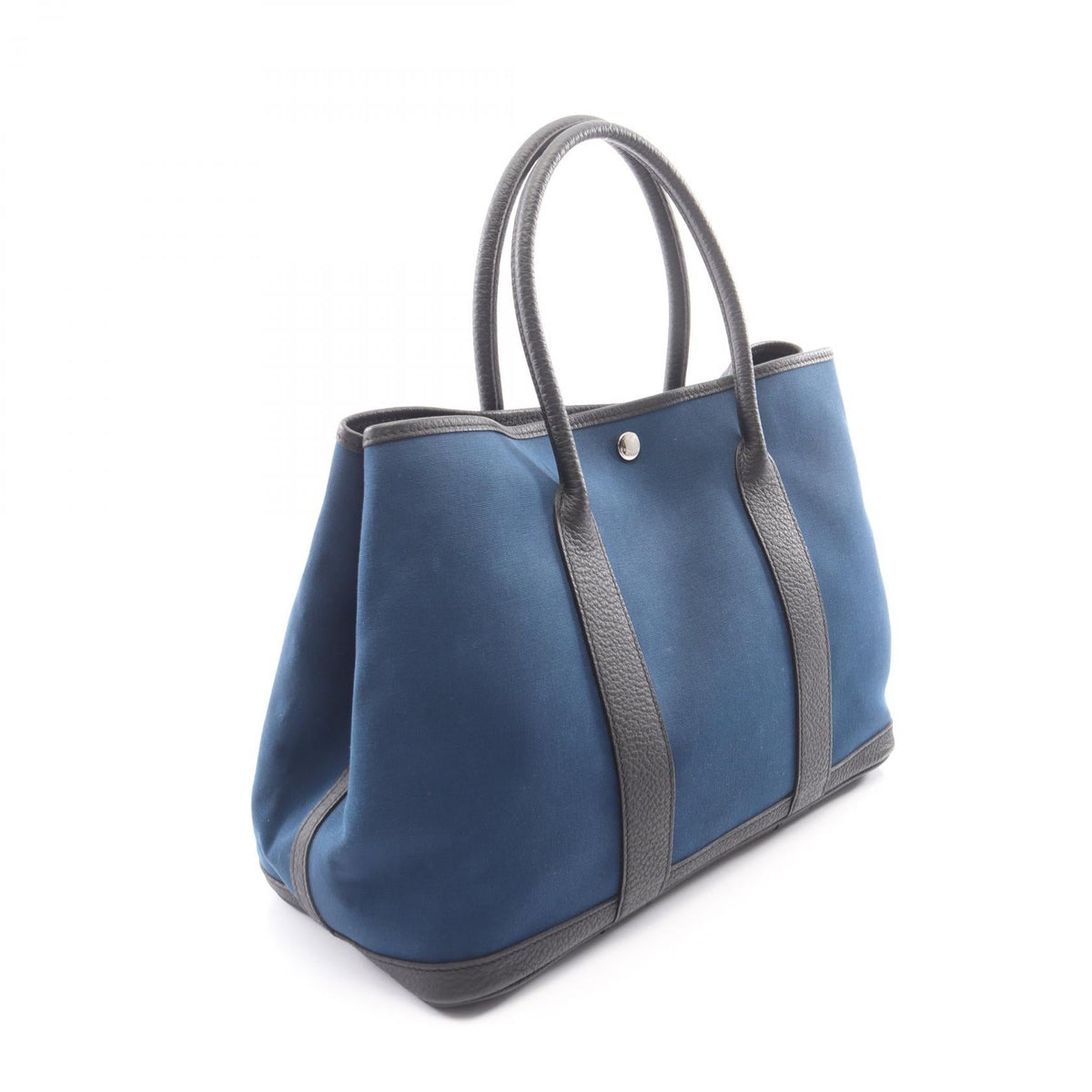 HERMES Garden party PM Tote Bag Blue/Black Toile officier Other Toile officier / Vache leatherCountry leather 2101220055844