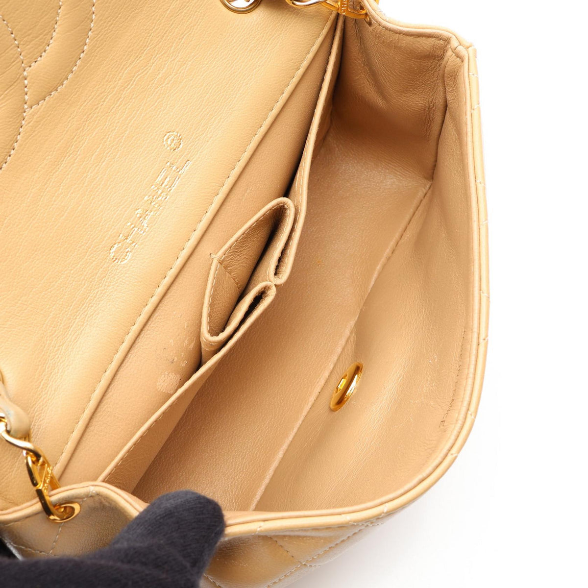 CHANEL Beige Mini Matelasse Full Flap Lambskin (sheep leather) 2101220036423