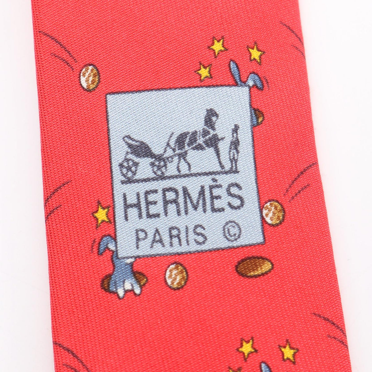 HERMES Rabbit tie Red/Multicolor silk silk 2118500067138