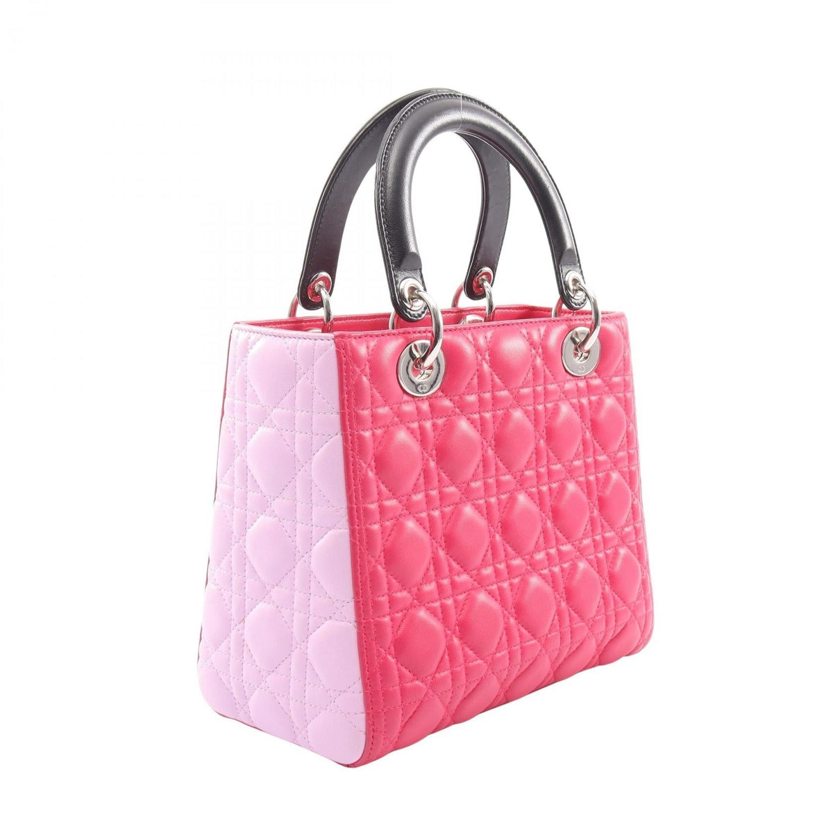 Dior LADY DIOR Christian Dior Cannage 2WAY Handbag Pink/Purple/Black leather 2101220137823