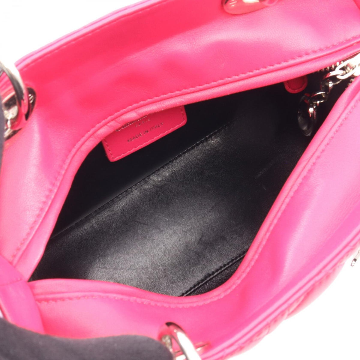 Dior LADY DIOR Christian Dior Cannage 2WAY Handbag Pink/Purple/Black leather 2101220137823