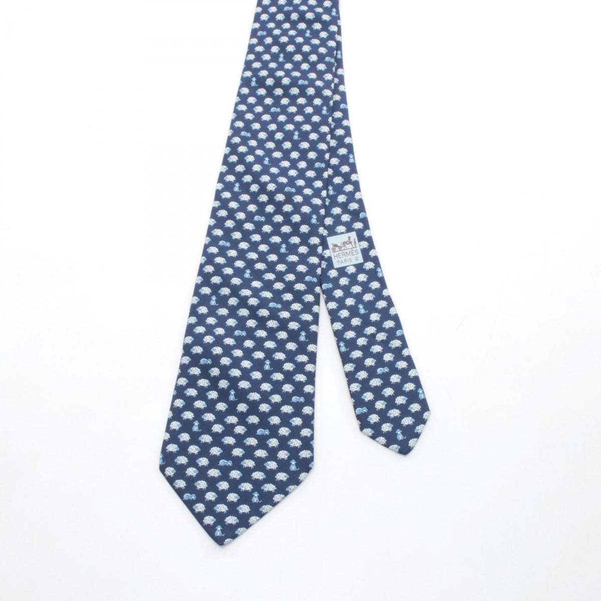 HERMES tie Navy/Blue silk silk 2104102482707