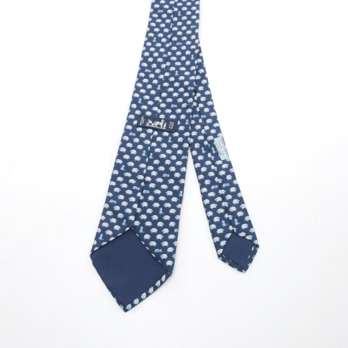 HERMES tie Navy/Blue silk silk 2104102482707