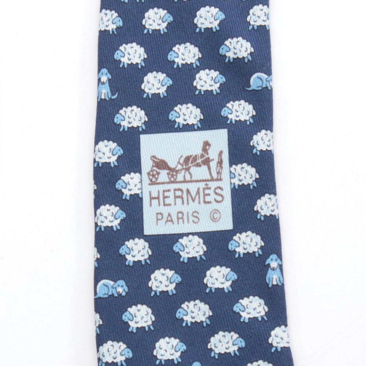 HERMES tie Navy/Blue silk silk 2104102482707