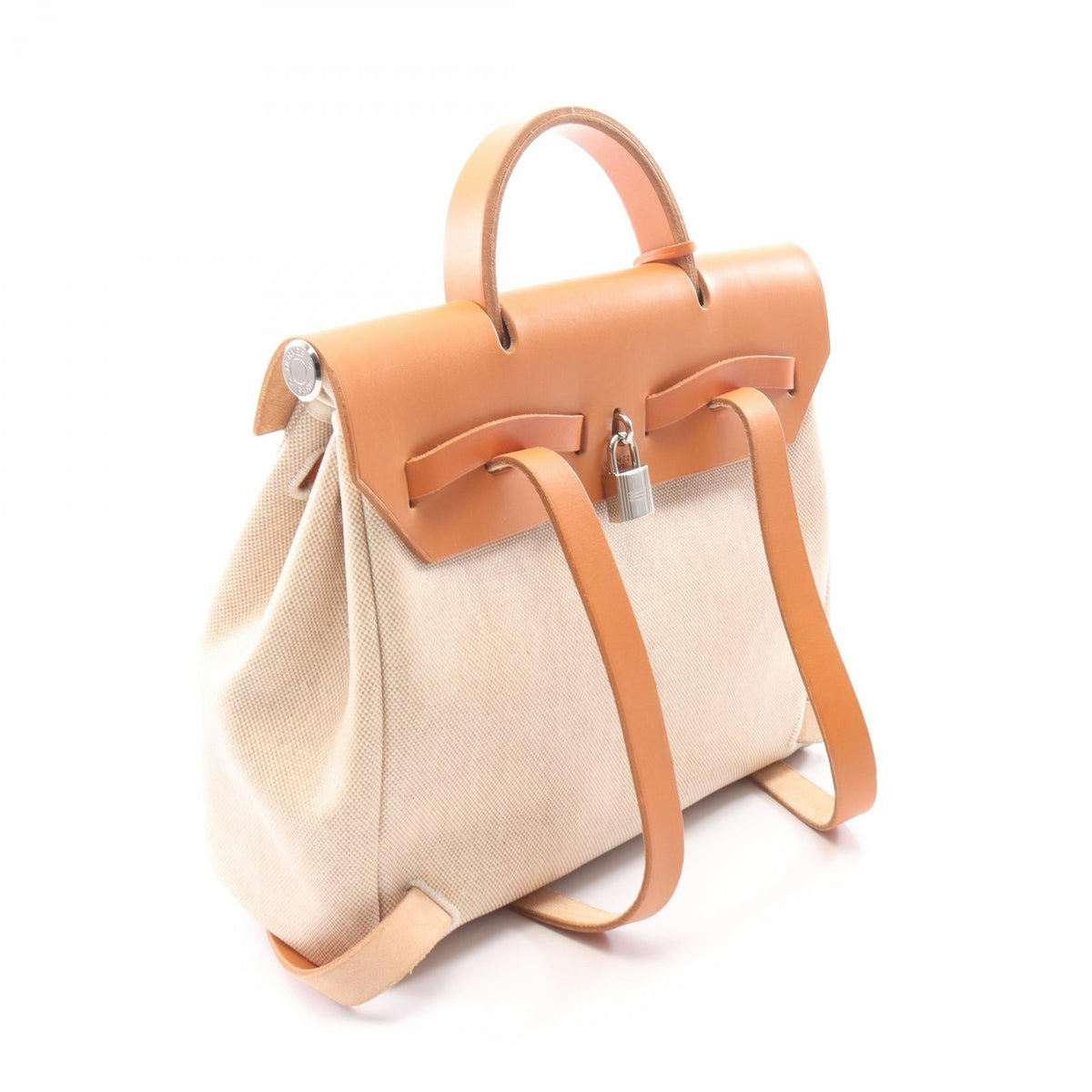 HERMES Ailebag Ad PM Ecru Natural Rucksack BackpackBeige Beige Beige/Brown Toile H Other Toile H / Vache leather Hunter 2101220061531