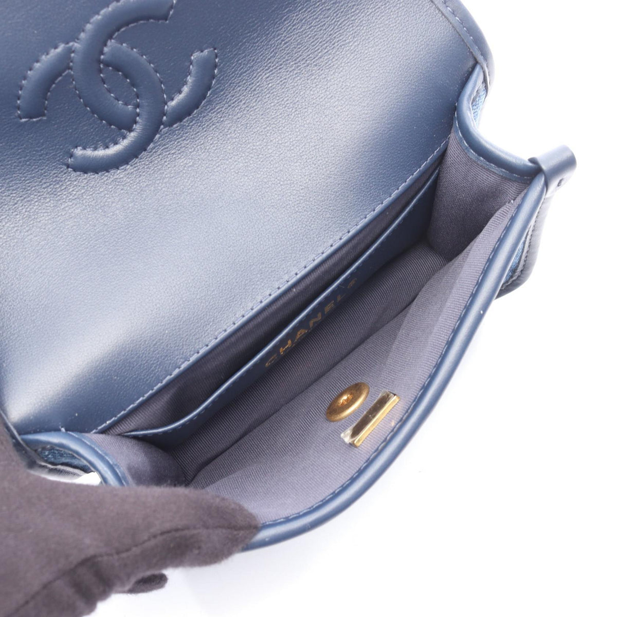 CHANEL Navy Mini Matelasse 2WAY denim leather AS5132 2101219815961