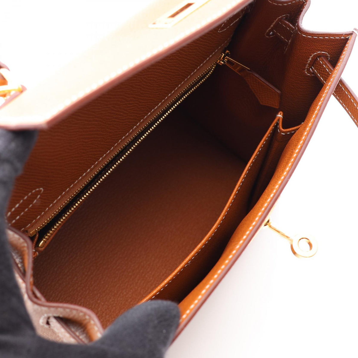 HERMES Kelly 25 Gold 2WAY Handbag Brown Epsom Other Epsom 2118800166241