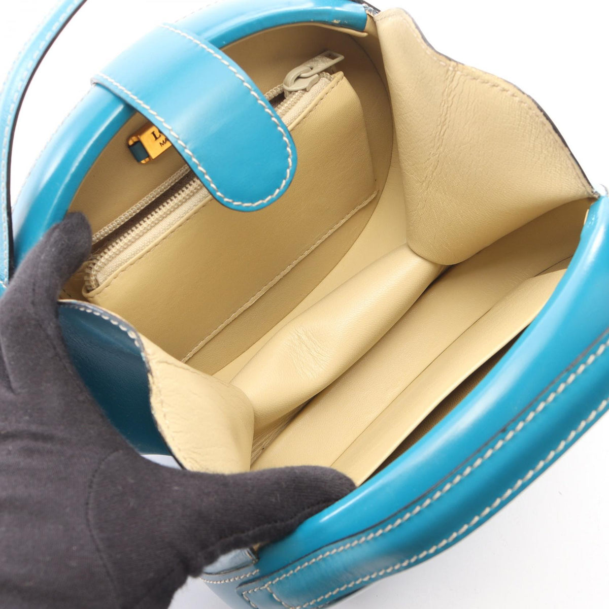 LOEWE round Handbag Green leather 2121400020127
