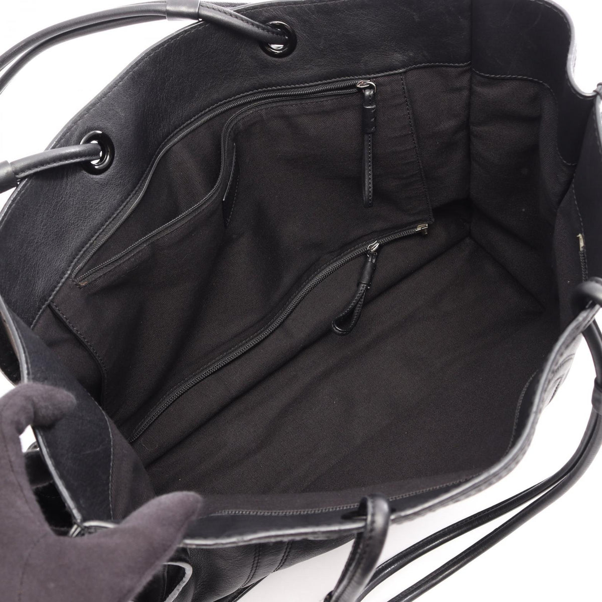 LOEWE Crown Logo Tote Bag Black leather 2101220115944