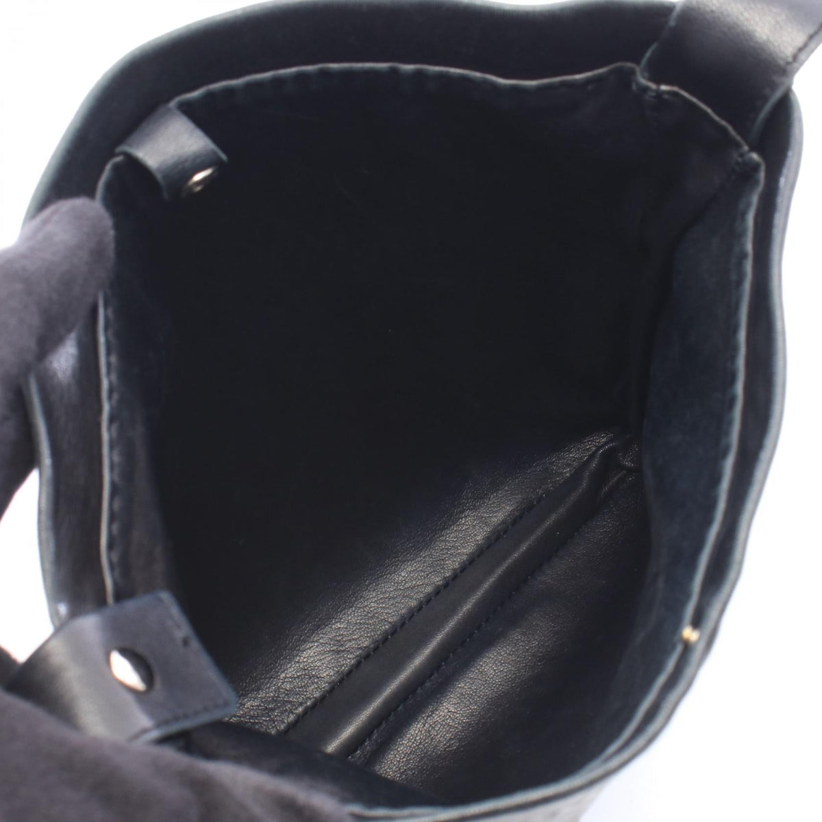 HERMES Toudu Shoulder Bag Black leather 2101220153113
