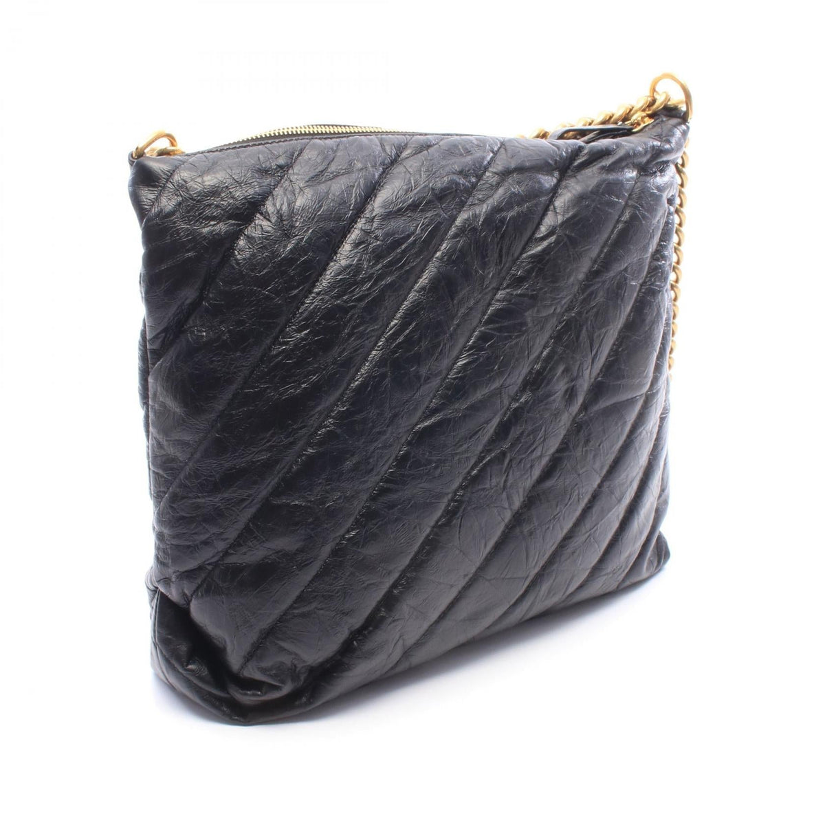 BALENCIAGA Crush Hobo Medium Shoulder Bag Black leather 806487 2101220155919